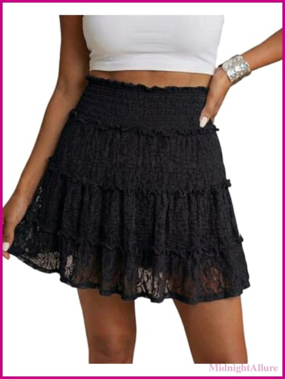 Women's Lace Mini Skort High Waisted Flowy Skirt with Shorts